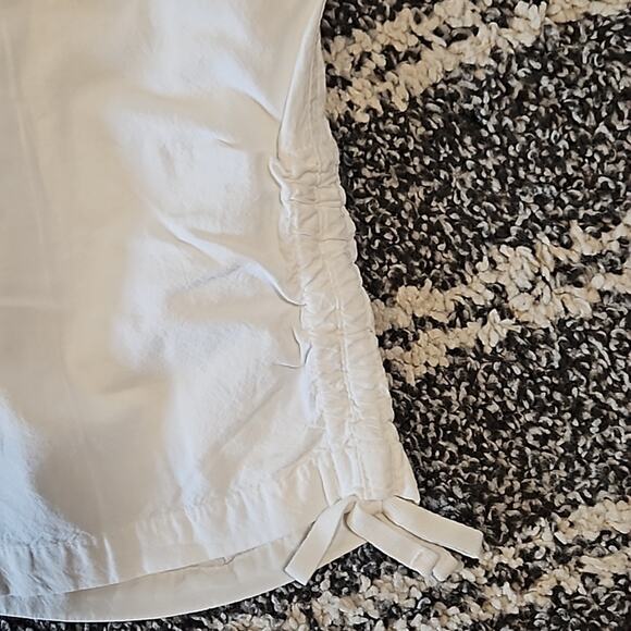 White Cotton Pull-On Drawstring Capri Pants - Picture 3 of 7